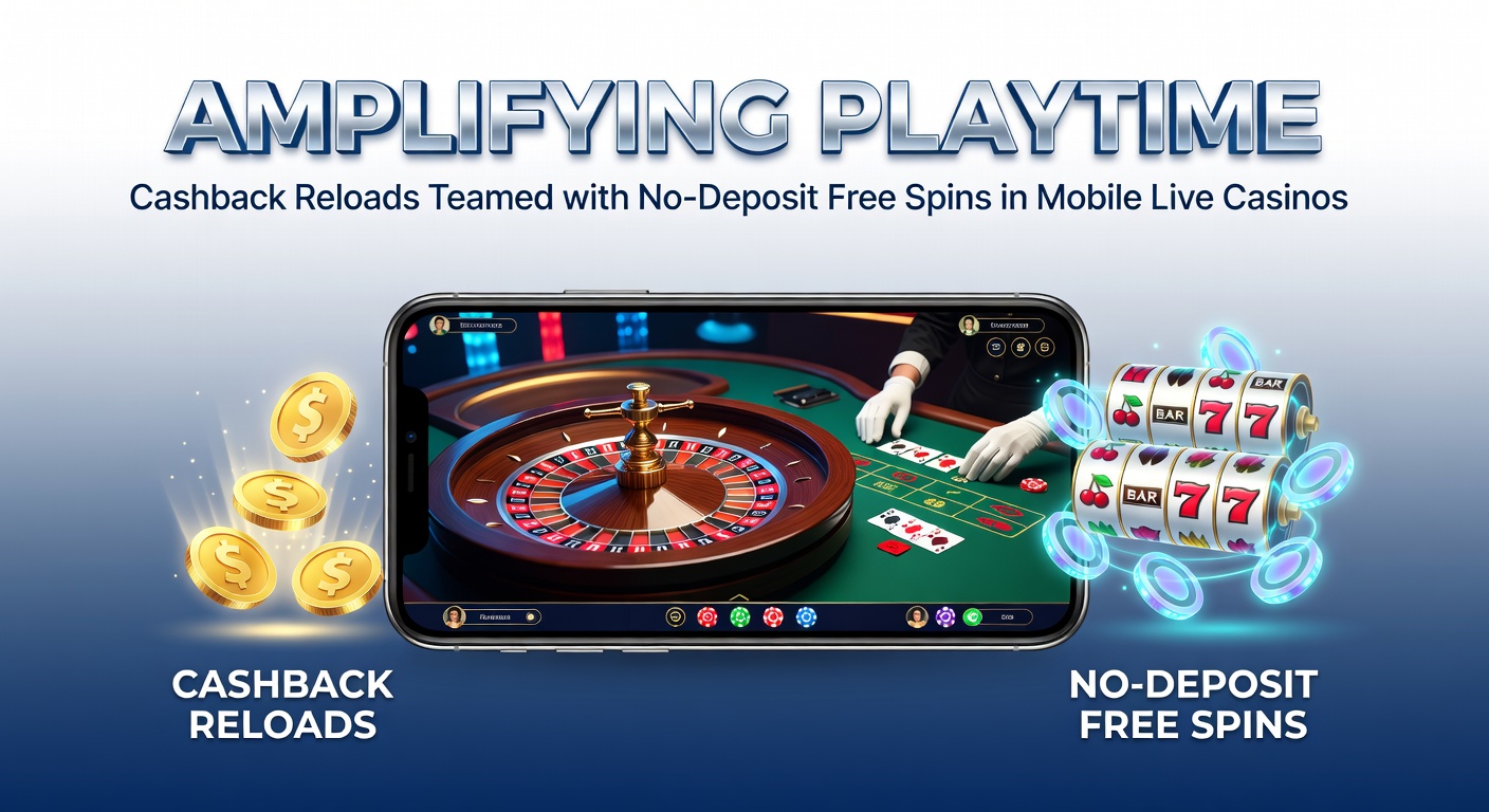 Vibrant mobile screen showing live dealer games with cashback and free spins icons overlayed, highlighting extended play features