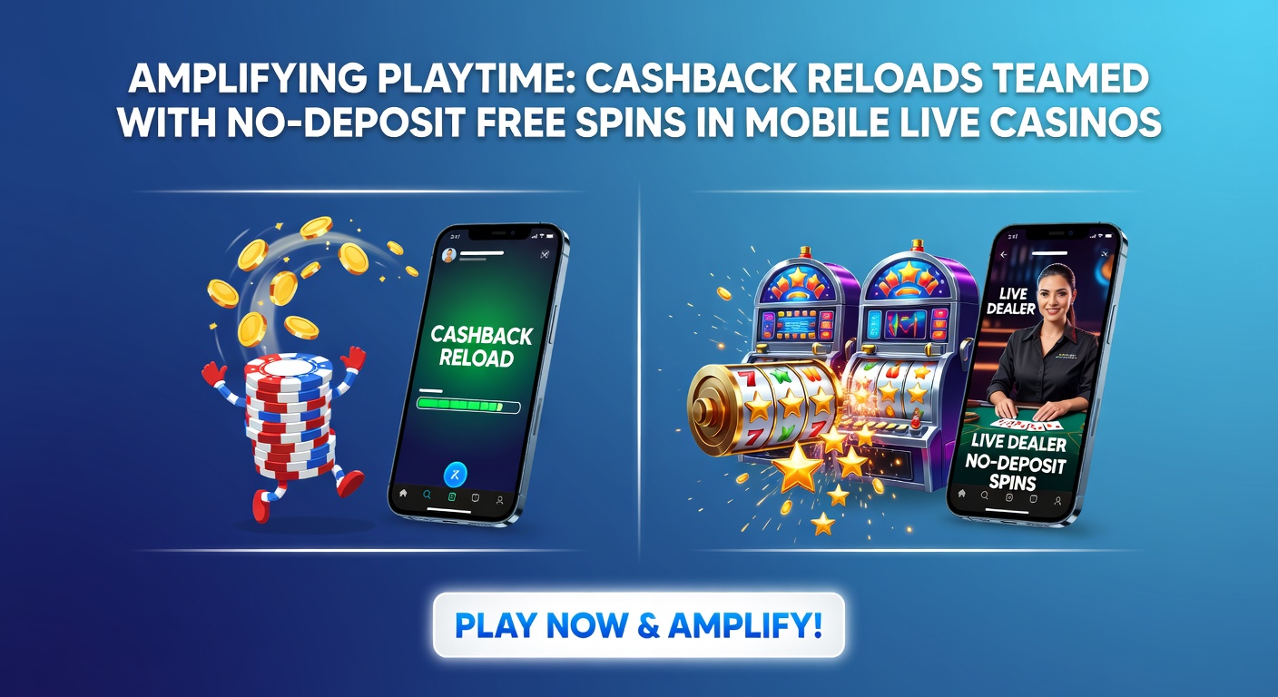 Dynamic graphic of a smartphone displaying live casino interface with cashback meter filling and free spins activating mid-game