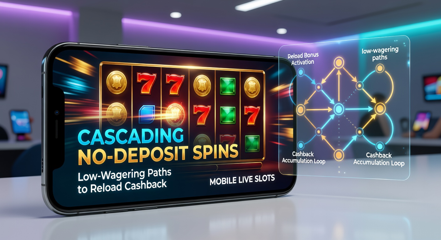 Mobile screen displaying a chain of cascading wins in a live slot, with cashback reload notification popping up amid glowing symbols and multipliers