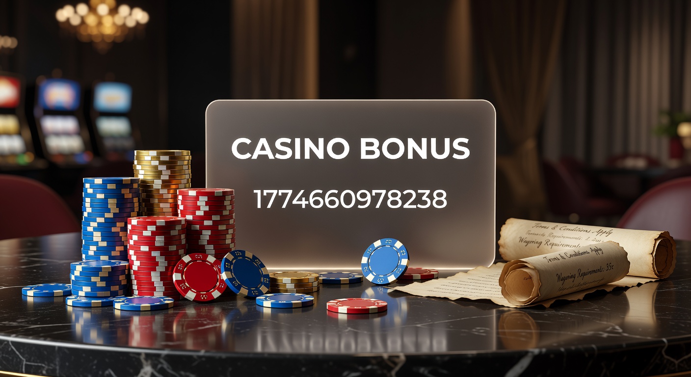 Vibrant display of casino bonus promotions featuring chips, cards, and digital screens highlighting free spins and cash rewards