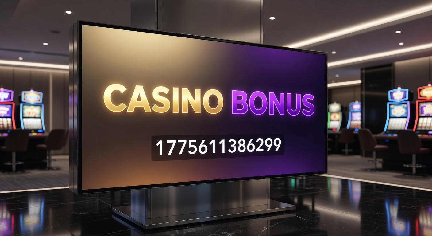 Vibrant display of casino bonus promotions on a digital screen, highlighting welcome offers and free spins