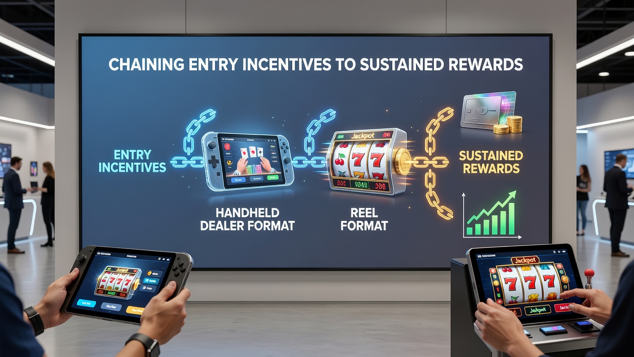 Diagram showing progression from welcome offers to ongoing rewards in different gaming formats