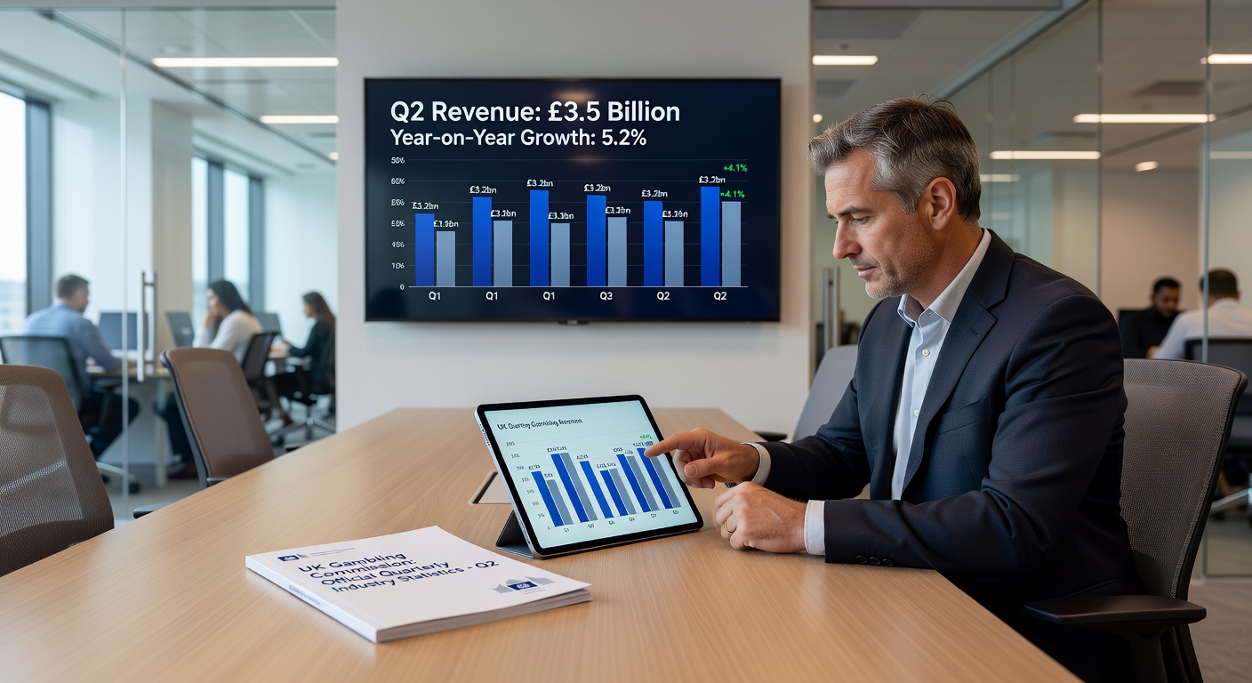 Infographic detailing remote vs land-based GGY breakdown for UK Q2 2025 Gambling Commission report