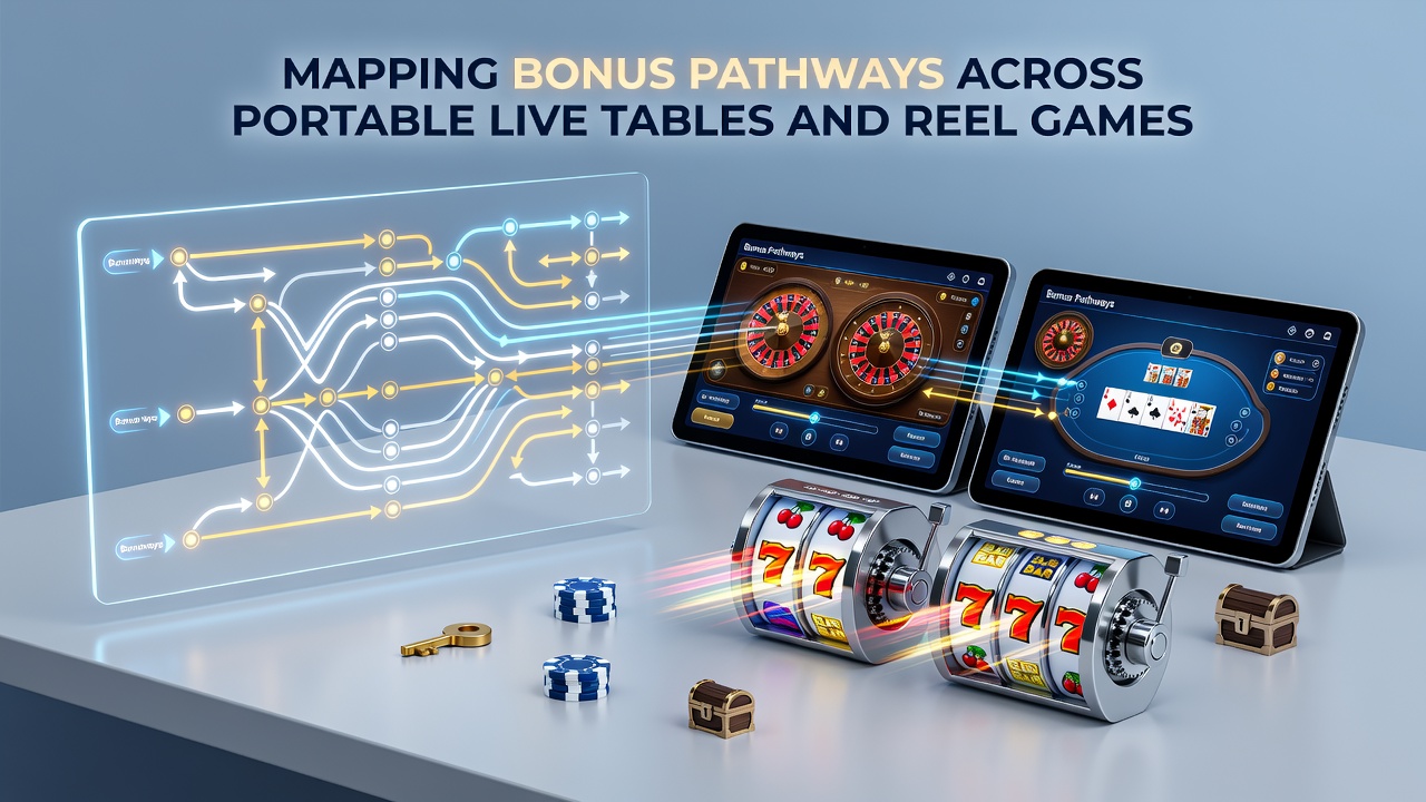 Dashboard interface mapping bonus progress across live tables and reel games on a mobile screen