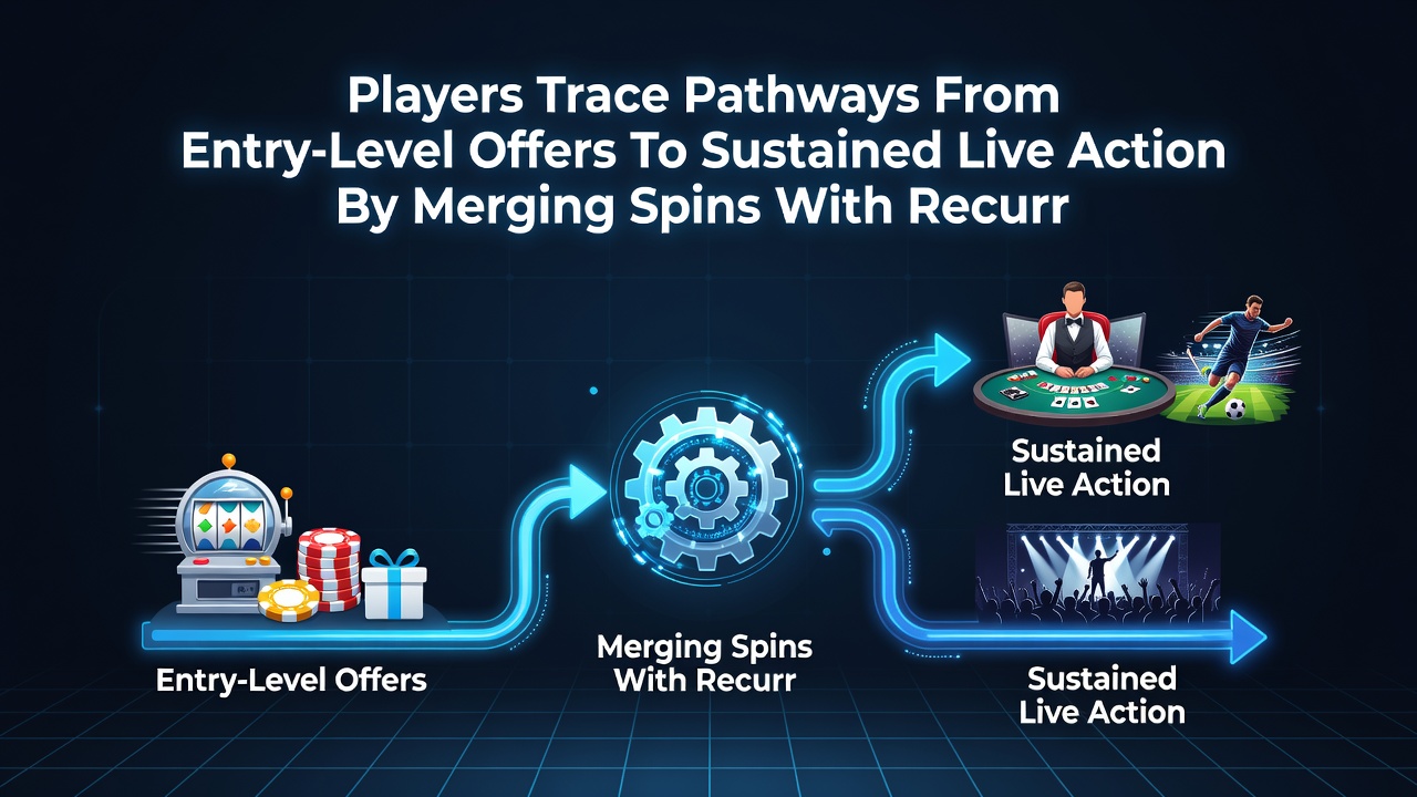 Diagram illustrating player progression from bonus spins through cashback returns into sustained mobile live dealer play