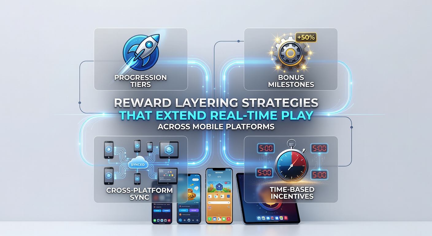 Diagram showing layered reward structures across mobile gaming platforms and devices