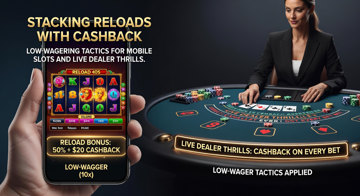 Close-up of a smartphone displaying stacked casino bonuses during a live dealer blackjack session with low-wagering progress bar