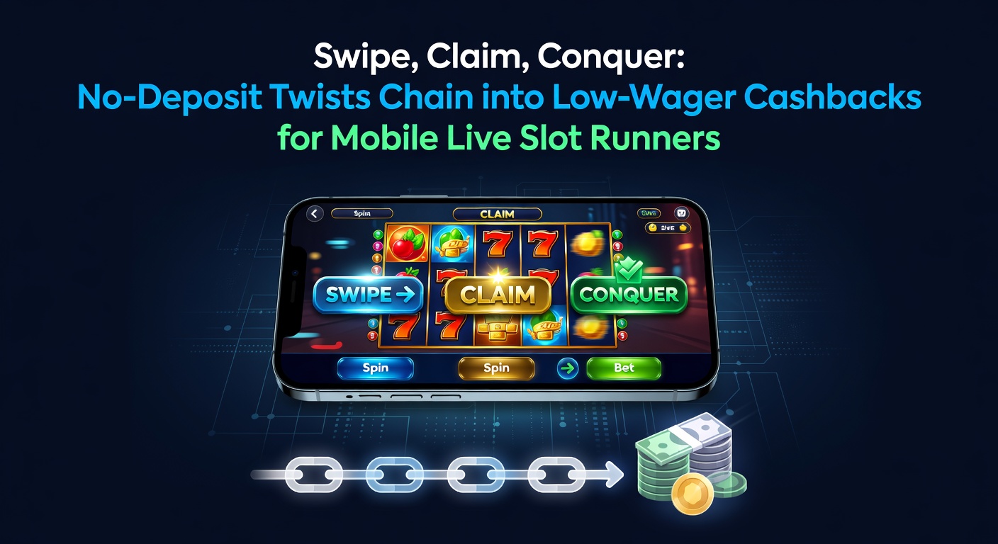 Dynamic graphic of a chain linking free spin icons to cashback coins on a mobile live slot interface, symbolizing bonus progression