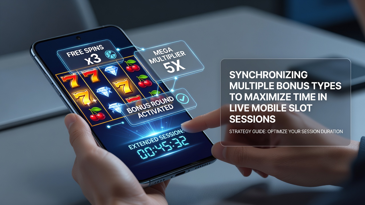 Mobile device displaying synchronized bonus offers for live slot sessions