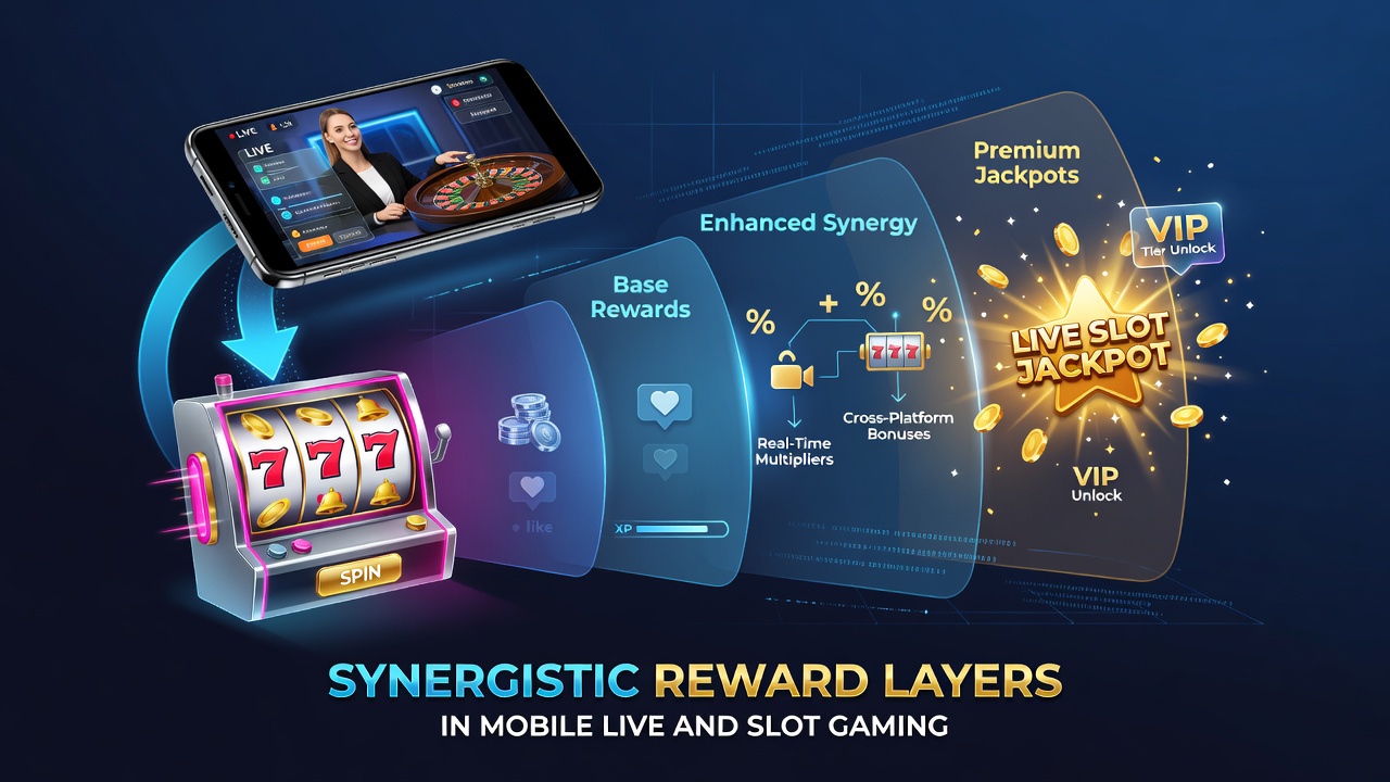 Analytics dashboard showing reward layer progression across mobile slot and live gaming sessions