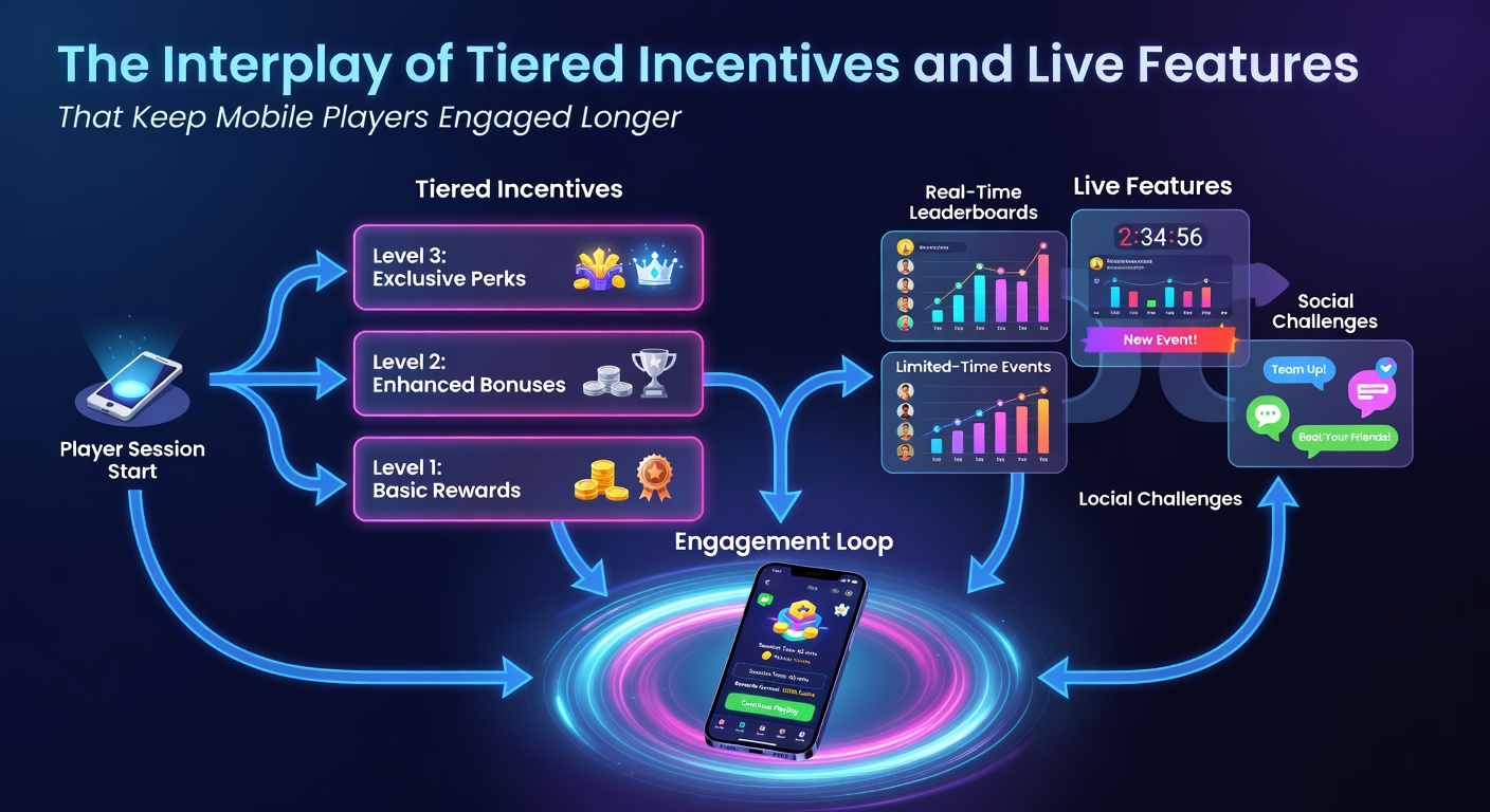 Smartphone screen showing live dealer interaction and reward tier progress in a mobile casino app